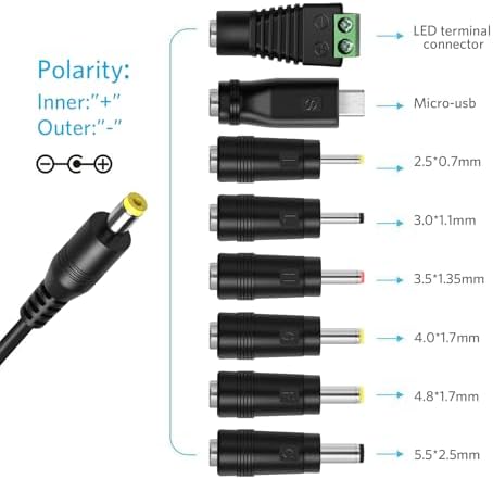 Versatile 36 W Adjustable Voltage AC/DC Power Adapter – Multi-Device Charger for LED Lights, Smartphones, and Electronics – Enhanced 1 A to 3 A Output for Quick Compatibility and Reliable Performance – Ideal for Home, Office, and Travel Use
