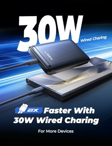 LISEN Qi2 Certified 15 W Mag Safe Portable Charger – 10,000 m Ah Battery Pack with Foldable Stand, Fast 30 W USB-C Charging for i Phone 16/15/14/13 – Sleek Wireless Power Bank for On-the-Go Convenience and Enhanced Compatibility