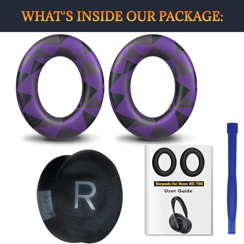 Upgrade Your Bose 700 Headphones with SOULWIT Luxurious Replacement Earpads – Premium Protein Leather & High-Density Foam for Optimal Noise Isolation and Comfort – Stylish Purple-Black Design Perfect for Audiophiles & Casual Listeners