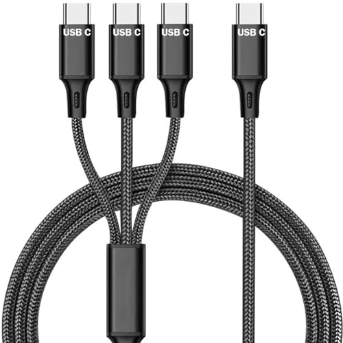 6 ft USB-C Multi-Splitter Charging Cable for 3 Devices – Durable Nylon Braided Design for Fast Charging & Data Transfer, Compatible with i Phone 15/16, Samsung Galaxy, Tablets & More – Perfect for Home and Travel Use