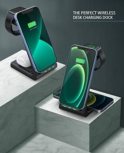 Sleek Pink 3-in-1 Wireless Charging Station: Fast Desk Charger for i Phone 16/15/14/13/12 Pro Max, Apple Watch Series 10-3, and Air Pods 4/3/2 Pro – Enhanced Compatibility & Space-Saving Design for Effortless Charging Efficiency