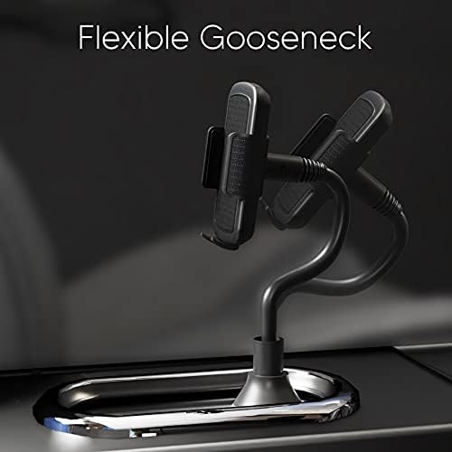 Talk Works Adjustable Car Cupholder Cell Phone Holder for i Phone 15 Series & More – 8-Inch Gooseneck Mount for Hands-Free Navigation, Secure Fit, and 360-Degree Rotation – Essential Auto Accessory in Sleek Black Finish