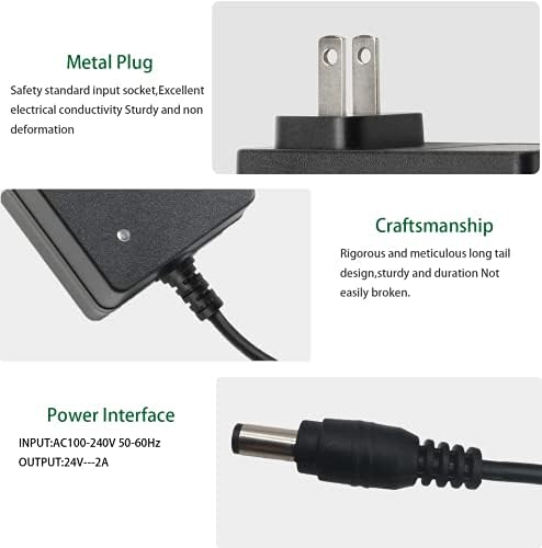 High-Performance 2 Pack 24 V DC Power Supply Adapter – 100-240 V AC to 2 A Converter for Reliable LED Strip, 3 D Printer, CCTV, and LCD Monitor Use – Compact 5.5 x 2.5 mm Connector for Enhanced Versatility and Efficiency