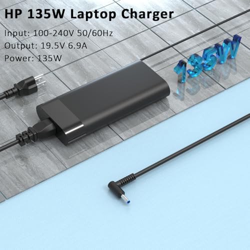 High-Performance 135 W HP Spectre X360 Laptop Charger – Compatible with HP Omen, Pavilion, & ZBook Series – Fast Charging, Enhanced Safety Features, Ideal for Students & Professionals – Reliable Power Adapter with 110-240 V Input, 19.5 V Output – Perfect Replacement for TPN-DA11, L15534-001, and More