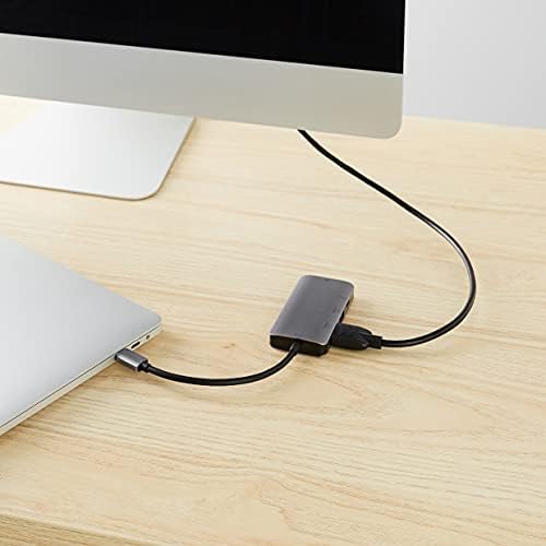 Discover Enhanced Connectivity with the Amazon Basics 4-in-1 USB C Adapter – HDMI, Ethernet, USB 3.0, and 100 W Power Delivery, Compact Gray Hub for Seamless Device Integration and High-Speed Performance