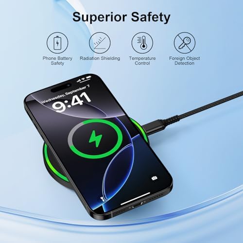 15 W Fast Wireless Charging Pad for Android Devices – Optimal Charging Station for Motorola Moto G Power 2025, razr+, G Stylus 5 G 2024, and Samsung Galaxy S25 Ultra with 18 W Adapter – Sleek Design, Enhanced Compatibility, and Safe Charging Technology