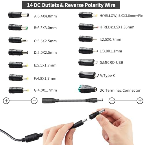 Versatile Universal Power Supply Adapter: 3 V to 24 V AC/DC Converter with 3 A Output, 72 W Power Capacity, and 14 Interchangeable Tips – Ideal for LED Strip Lighting, Printers, and Audio Equipment – Optimized for Maximum Device Compatibility and Efficiency