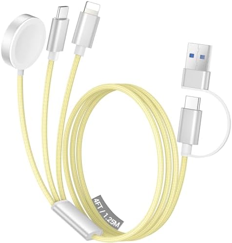 Temdan 3-in-2 USB C Charging Cable: Versatile Multi-Device Charger for Apple Watch Ultra, SE & i Phone 12-16 – Rapid Charge, Compact Travel Essential – Stylish Pink Smartwatch Accessory for On-the-Go Power Solutions