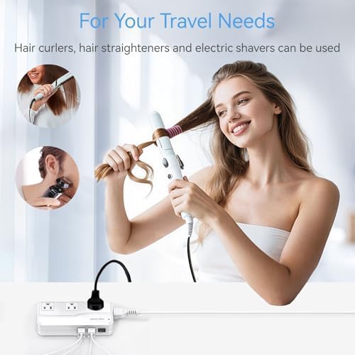 Global Voltage Converter and Travel Adapter – BESTEK 220 V to 110 V Power Transformer with Dual AC Outlets & 3 USB Ports (2 USB-C) – Essential for International Travel, Rapid Charging for Hair Tools & Electronics – Compact Design for Worldwide Compatibility