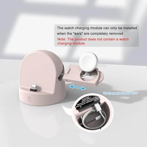Dual Device Charging Dock for i Phone & Apple Watch – 15 W Fast Charging Station, Silicone Holder for i Phone 14/13/12/Pro/Mini/Pro Max & Apple Watch Series 9/8/7/6/5/4/3/2/SE/Ultra/Ultra2 (Sleek Black) – Ultimate Space-Saving Solution with Enhanced Stability and Quick Access