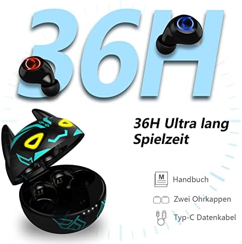 Kids’ Bluetooth 5.1 Wireless Earbuds – Adorable Waterproof Earphones with Dual Mics, 36-Hour Playtime, Hi-Fi Stereo Sound, and Gaming Mode – Perfect for Active Young Listeners and Learning on the Go
