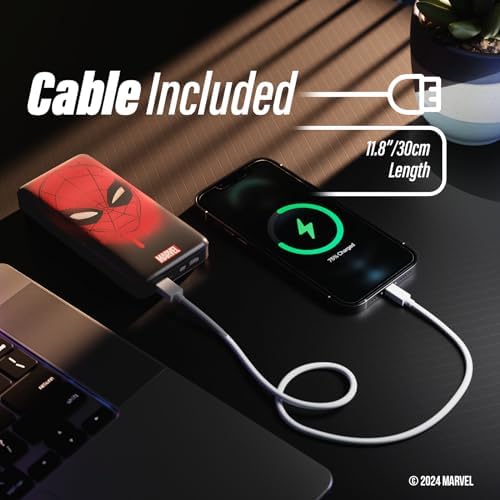 Marvel Spider-Man 10,000 m Ah Portable Power Bank – Ultimate Slim Design Phone Charger with Dual USB Ports for Rapid Charging – Perfect Spider-Man Gifts for Fans of All Ages – Stylish, Lightweight, and Highly Compatible Charging Solution for Smartphones and Tablets