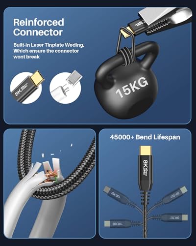 LDLrui USB C Monitor Display Cable 6FT, 8K@60Hz UHD USB C Video Cord, Supports 40 Gbps Data Transfer, 240W PD Fast Charging, for MacBook Pro, Dell, Portable Monitor, iPad Pro – Enhanced Compatibility and Speed