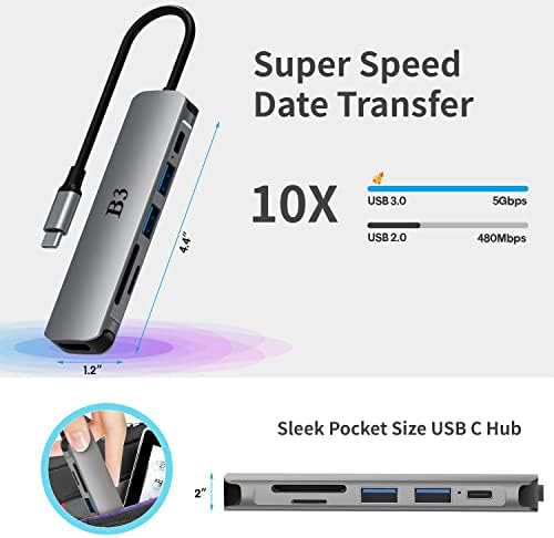 Maximize Your Device Connectivity with Our 7-in-1 USB C Hub to HDMI Adapter – High-Speed Multi-Port Dongle for Mac Book Pro, i Pad Pro, Surface & More – 4 K HDMI Output, 100 W Power Delivery, USB 3.0/2.0, SD/TF Card Readers for Effortless Data Transfer and Enhanced Productivity – Ideal for Professionals & Creatives Seeking Reliable Performance and Seamless Multi-Device Integration