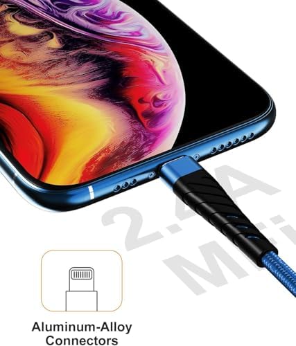 Cyven Smart 3-Pack 6 Ft MFi Certified Lightning Cables – Fast Charging USB A to Lightning Cords for i Phone 14/13/12/11/XS/XR/X/8/7/6/5/SE Plus Pro Max Mini – Durable Red Design for Ultimate Flexibility and Speed