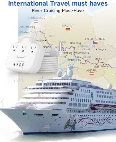 Ultimate Universal Travel Plug Adapter with PD30 W Fast Charging Hub – 3 Multi-Port Connectivity for International Travel, Featuring Dual USB-C & USB-A Outputs, 3 ft Extension Cord for Effortless Power in EU, US, UK, France & Spain – Perfect Solution for Global Adventurers Seeking Reliable Charging Options