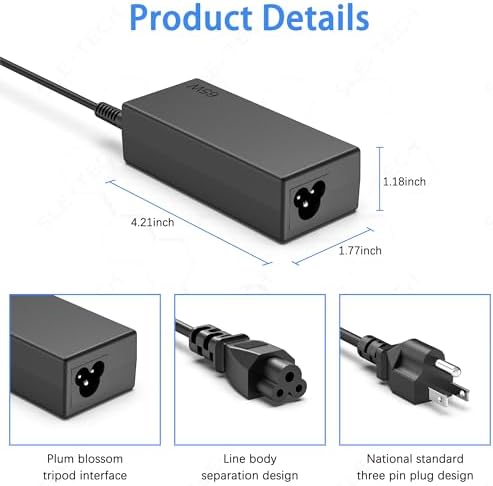 SLE-TECH 65 W USB-C Fast Charging Laptop Charger for Lenovo – Versatile AC Adapter Compatible with Think Pad, Yoga & Chromebook Models – Compact, Lightweight Design for T480, T480 s, C930, C940, 100 e, 300 e, 500 e – Enhanced Safety Features for Reliable Device Protection and Extended Battery Life