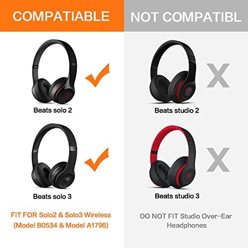 Upgrade Your Beats Solo 2 & 3 Experience with GVOEARS Premium Thicker Memory Foam Ear Pads – Exceptional Comfort & Noise Isolation, Durable 3 M Adhesive for Secure Fit, Stylish Grey Cushions for Enhanced Audio Performance and Long-Lasting Use – Perfect Headphone Accessories for Wireless & Wired Models