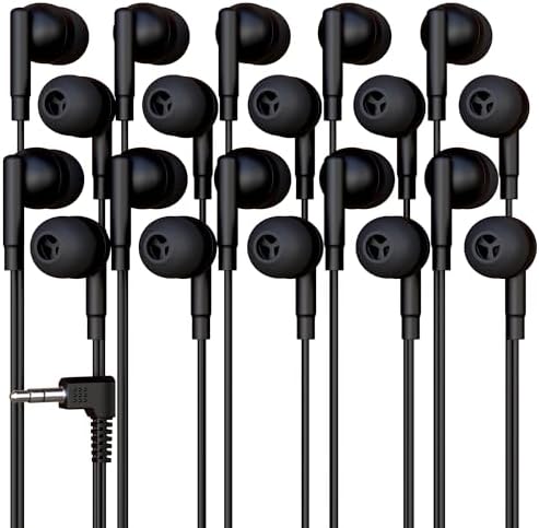 Affordable Bulk Wired Earbuds – 20 Pack In-Ear Headphones with 3.5 mm Jack for Classroom and Group Use, Tangle-Free 4 ft Cables, Comfortable Ergonomic Design for Extended Listening Sessions, Enhanced Compatibility for Smartphones and Laptops, Ideal Audio Solution for Students and Events