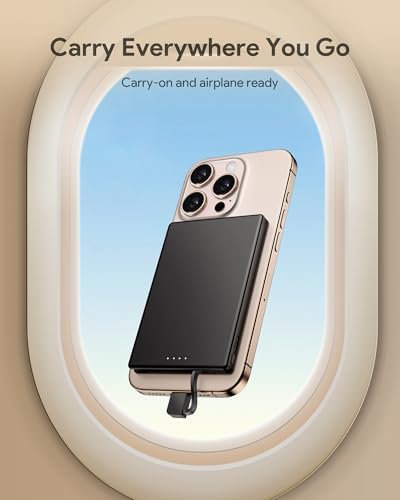 Magnetic Slim Power Bank for i Phone 16 & 15 Series, 5000 m Ah USB-C Fast Charging Portable Charger – Ultra-Compatible Battery Pack for Android and Samsung Devices with Effortless Magnetic Connection and Lightweight Design