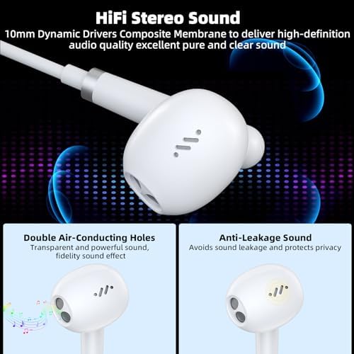 COOYA Hi-Fi USB C Earbuds: Premium Noise-Cancelling In-Ear Headphones for i Phone 16 & Samsung S25 Ultra – Superior Sound Clarity, Ergonomic Design & Built-in Mic for Seamless Communication and Enhanced Audio Experience