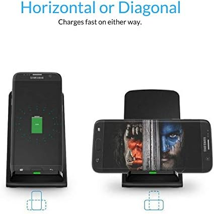 Pacroban Fast Wireless Charging Stand in Black Leather – 10 W & 7.5 W Qi-Compatible Charger with AC Adapter for i Phone XR, Galaxy S10 & More – Elegant Phone Charging Station with Smart Safety Features for Effortless Power Delivery and Stylish Organization