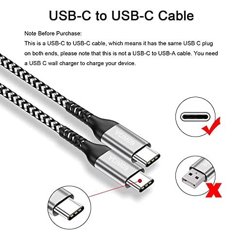 15 FT USB-C to USB-C Charging Cable (2 Pack, 60 W) – High-Speed Data Transfer & Power Delivery for i Phone 15 Pro, Samsung Galaxy S23/S22, Google Pixel 6 Pro, and More – Ultimate Compatibility & Durability for On-the-Go Charging Solutions