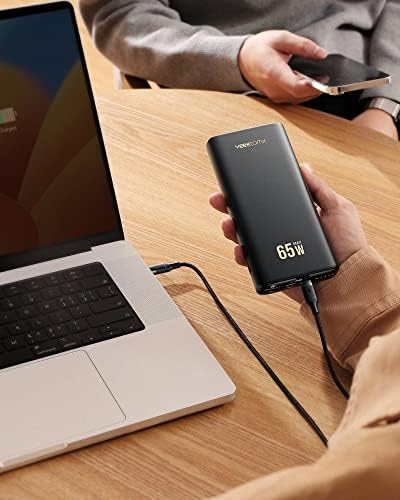 VEEKTOMX 65 W Fast Charging Laptop Power Bank – 20000 m Ah Portable USB-C PD 3.0 Charger for Mac Book, i Phone 15/14/13, i Pad, Samsung, Steam Deck – Ultimate Travel Companion with LED Display & Multi-Device Support