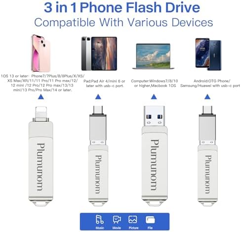 128 GB Photo Stick for i Phone – Ultimate USB Flash Drive for Seamless Photo and Video Storage Across i OS, Android & PC – No App Needed, High-Speed Transfer, and Compact Design for Effortless Media Management