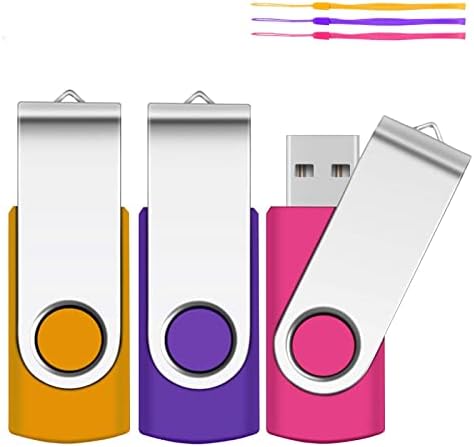 Vibrant 64 GB USB Flash Drive Pack – 5 Colorful Metal Swivel Thumb Drives with LED Indicator & Lanyards for Easy Portability – Ideal for Students & Professionals Seeking Reliable Data Storage Solutions