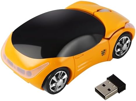 Sporty Pink Wireless Car-Shaped Optical Mouse – Portable 1600 DPI Mini Wireless Mice with USB Receiver for Laptop & Desktop – Ergonomic Design for Travel & Home Use – Unique Gift Idea for Tech Lovers
