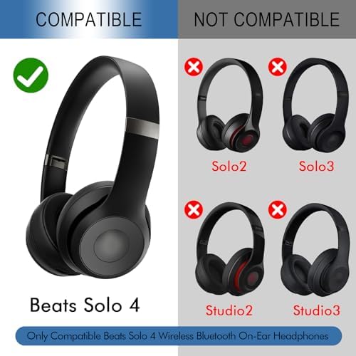 Transform Your Audio Experience: GEVO Premium Replacement Ear Pads for Beats Solo 4 – Soft Protein Leather for Ultimate Comfort, Enhanced Noise Isolation & Secure Fit (Black) – Ideal for Long Listening Sessions and Durable Use