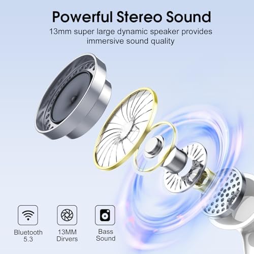 Premium Wireless Earbuds with Bluetooth 5.3 – Hi-Fi Stereo Sound, 40-Hour Playtime, IP7 Waterproof Sports Earphones with LED Battery Display – Perfect for Android & i OS Users – Ultimate Comfort & Durability for Active Lifestyles
