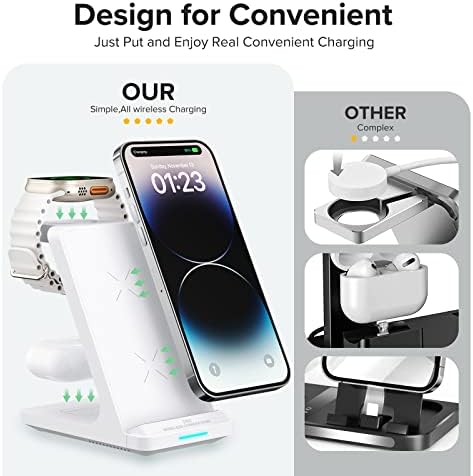 3-in-1 Fast Wireless Charging Station: Ultimate Charger for i Phone 16-11, Apple Watch Ultra Series 10-2, and Air Pods Pro – Sleek, Efficient Power Hub with Non-Slip Design and LED Indicator for Seamless Device Charging
