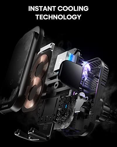 Elevate Your Road Experience with Zee Hoo’s Ice Cooling Wireless Car Charger – 15 W Dual Coils Fast Charging Mount for i Phone & Samsung – Secure Auto Clamp Design with Integrated Cooling Technology for Optimal Performance and Convenience