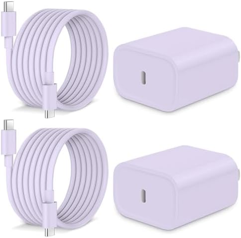 Ultra-Fast 20 W USB-C Charging Block Dual Pack for i Phone 16/15 & Samsung Devices – Includes Two 6 FT Cables for Optimal Convenience and Enhanced Safety Features