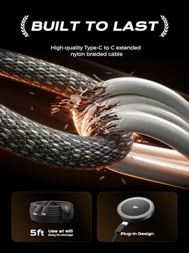 THREEKEY Mag Safe Wireless Charger – 15 W Qi2 Fast Charging Pad with Dual-Sided Magnetic Grip for i Phone 12-16 Series & Galaxy S25 Ultra – Includes 5 FT USB-C Cable – Sleek White Design for Effortless Power and Enhanced Compatibility