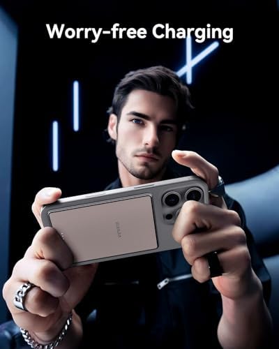 Ultra-Slim Kuulaa Mag Safe Battery Pack 5000 m Ah – Magnetic Portable Charger for i Phone 12-16 Pro Max with USB-C PD 20 W Fast Charging, Elegant Titanium Finish for On-the-Go Power Solutions