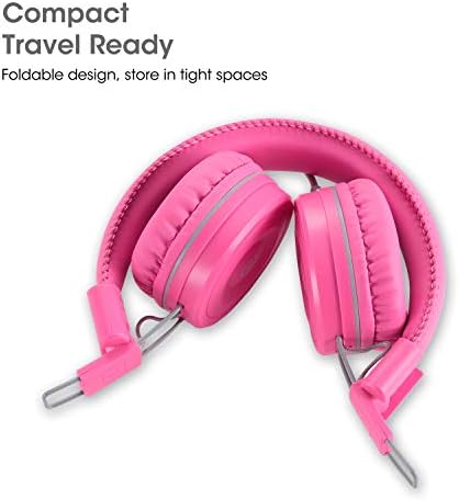 Elevate Your Child’s Audio Experience with Noot Products K22 Flamingo Pink Foldable Kids Headphones – Lightweight Stereo Headset for Ultimate Comfort, Perfect for School, Travel, and Daily Adventures – Tangle-Free 5 ft Cord & Universal 3.5 mm Jack Compatibility for Seamless Connectivity with i Pad, Kindle Fire, and More