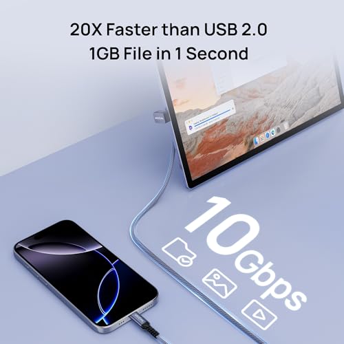ARZOPA 100 W USB C to Type C Cable – Fast Charging & 10 Gbps Data Transfer – Durable Nylon Braided 3.3 ft Right Angle Connector for i Phone 16/15, Mac Book, i Pad Pro, Galaxy S24/S23, Thunderbolt 3 Devices – Unmatched Speed & Compatibility for Tech Enthusiasts