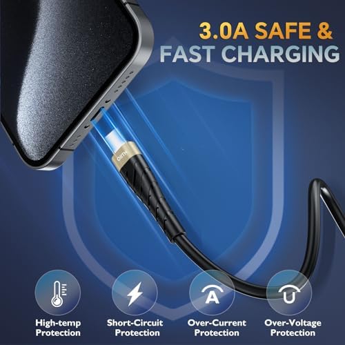 MFi Certified 6 Ft Lightning Charging Cable for i Phone – 3 Pack Fast Charging USB Cord, Durable Design for Enhanced Compatibility with i Phone 12/11/XS/Max/XR/X/8/8 P/7 P/6 & i Pad – Seamless Power-Up Experience