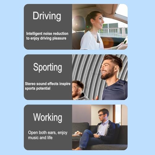 Bluetooth 5.3 Wireless Ear Clip Headphones – Yubeaahn Open Ear Earbuds with 36-Hour Playtime & Sweat-Resistant Design for Active Lifestyles, Integrated Mic for Hands-Free Calls, USB-C Fast Charging, Compatible with i Phone, Android & Samsung Devices