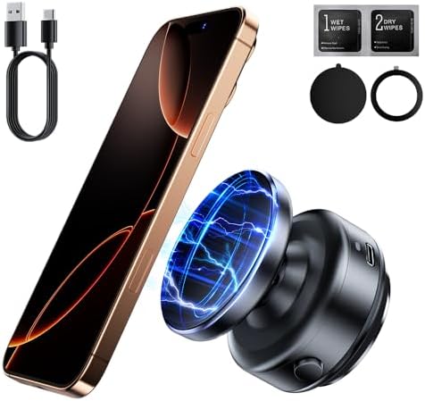 Electric Vacuum Magnetic Suction Phone Holder for Magsafe,360° Adjustable Magnetic Car Phone Mount,Foldable Portable Cell Phone Holder for iPhone 16/15/14/13/12 Series (Not Charge Phone) – Enhanced Compatibility and Speed