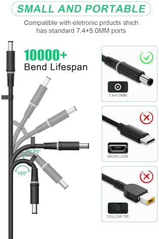 High-Power 100 W USB-C Laptop Charger for Dell Models – Fast Charging AC Adapter with Enhanced Compatibility for Latitude, Inspiron, and Precision Series – Eco-Friendly TPE Cable, Multiple Safety Protections, and Convenient Cable Management – Ideal Travel Companion for Home and Office Use