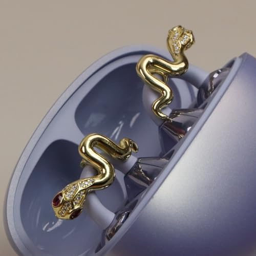 Transform Your Slim Earphones with Elegant Rhinestone Clip-On Ear Pads – Luxurious Zirconia Decor for a Stylish Audio Upgrade, Detachable Golden Snake Design, Perfect Comfort and Enhanced Compatibility for Fashion-Forward Listeners