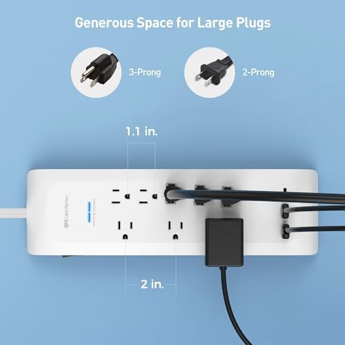 Maximize Your Charging Potential with the Cable Matters 8-Outlet Surge Protector Power Strip – 1800 Joules Safety, USB-A & USB-C Ports for Rapid Device Charging, 8 ft Cord, Wall-Mountable Design, Perfect for i Phone 16/15 Pro Max, i Pad Pro, Galaxy S23 and More!