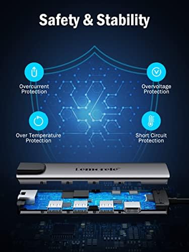 Enhance Your Workflow with Lemorele 9-in-1 USB C Hub Multiport Adapter – Gigabit Ethernet, 100 W PD Fast Charging, 4 K HDMI Output, 3 USB 2.0 Ports, 5 Gbps USB C Data Transfer, SD/TF Card Reader – Perfect Docking Station for Mac Book, Lenovo, HP & Dell Laptops