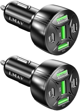High-Speed 5-Port USB C Car Charger Adapter – 75 W PD 3.0 Fast Charging for i Phone 16/15/14/13 Pro Max, Galaxy S24/S23/S22/Note 20, Android, Pixel – Ultimate Multi-Device Power Solution for On-the-Go Convenience