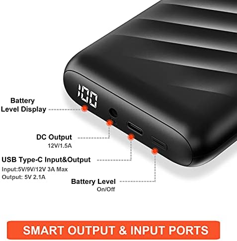 DEWBU 12 V Power Bank with Smart LED Display – Ultimate Battery Charger for Heated Jackets, Outdoor Heating Gear, and Smart Devices – Fast Charging, Lightweight, and Durable for All Adventures