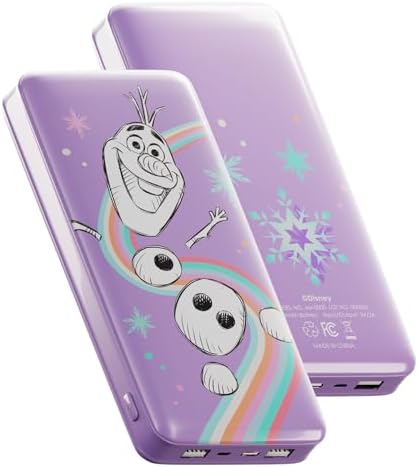 Disney Frozen 10,000 m Ah Portable Power Bank – Universally Compatible USB Charger for Elsa, Anna & Olaf Fans – Fast Charging, Lightweight Design & Ideal Gift for Girls and Women – Stay Powered On-the-Go with Enchanted Style